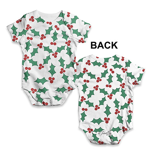 Funny Baby Bodysuits Leaves Of Holly Repeat Baby Unisex ALL-OVER PRINT Baby Grow Bodysuit 18-24 Months White