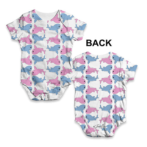 Funny Infant Baby Bodysuit Onesie Swimming Sharks Repeat Baby Unisex ALL-OVER PRINT Baby Grow Bodysuit 12-18 Months White