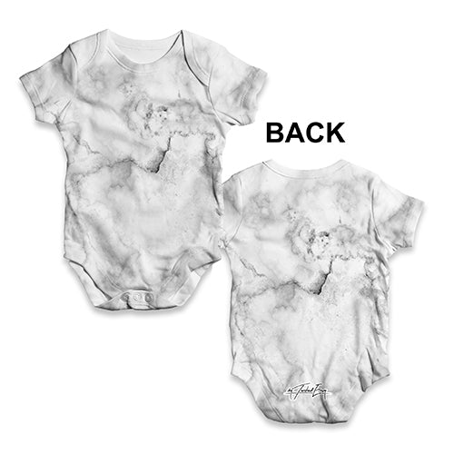 Baby Girl Clothes White Marble Pattern Baby Unisex ALL-OVER PRINT Baby Grow Bodysuit 3 - 6 Months White