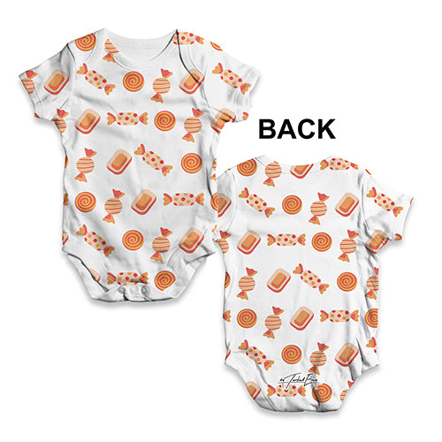 Baby Onesies Halloween Candy Pattern Baby Unisex ALL-OVER PRINT Baby Grow Bodysuit 6 - 12 Months White
