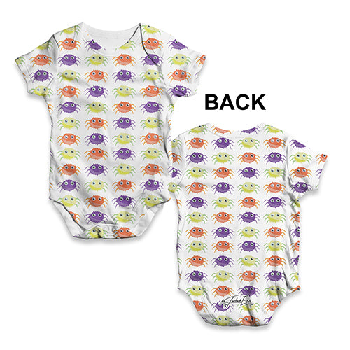 ALL-OVER PRINT Babygrow Baby Romper Friendly Spiders Pattern Baby Unisex ALL-OVER PRINT Baby Grow Bodysuit 6 - 12 Months White