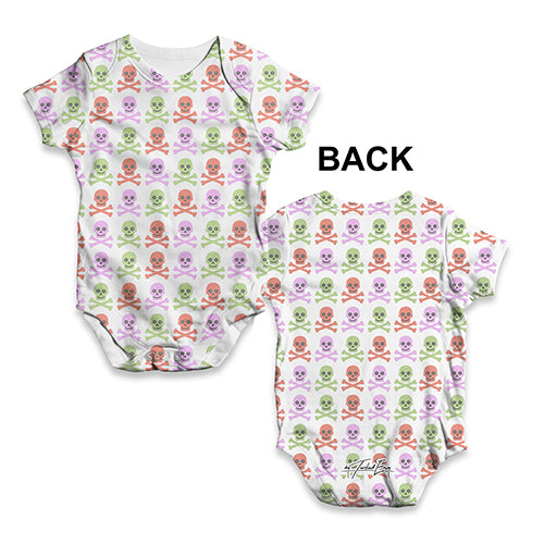 Funny Baby Bodysuits Skulls And Bones Pattern Baby Unisex ALL-OVER PRINT Baby Grow Bodysuit 0 - 3 Months White