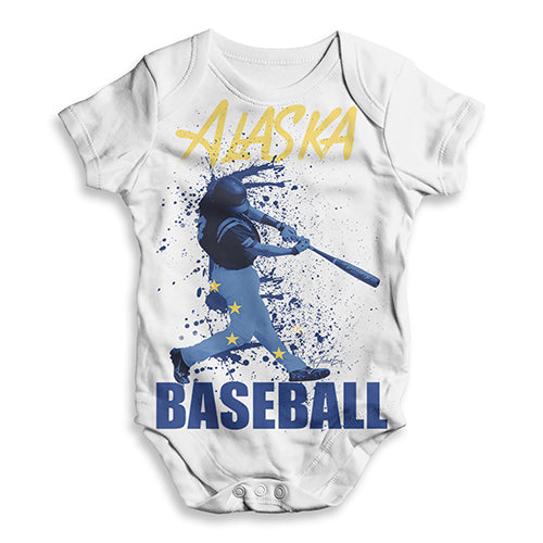 Funny Infant Baby Bodysuit Onesie Alaska Baseball Splatter Baby Unisex ALL-OVER PRINT Baby Grow Bodysuit New Born White