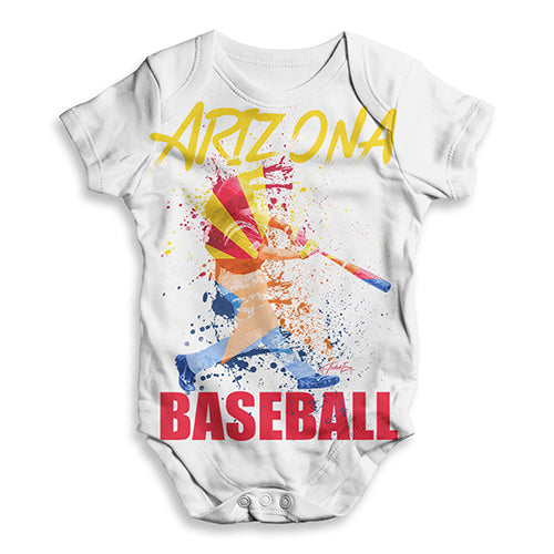 Funny Baby Onesies Arizona Baseball Splatter Baby Unisex ALL-OVER PRINT Baby Grow Bodysuit 0 - 3 Months White