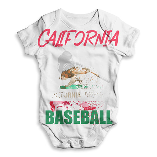 Baby Boy Clothes California Baseball Splatter Baby Unisex ALL-OVER PRINT Baby Grow Bodysuit 3 - 6 Months White