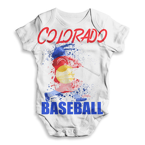 Baby Girl Clothes Colorado Baseball Splatter Baby Unisex ALL-OVER PRINT Baby Grow Bodysuit 12 - 18 Months White