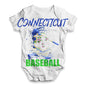 ALL-OVER PRINT Baby Bodysuit Connecticut Baseball Splatter Baby Unisex ALL-OVER PRINT Baby Grow Bodysuit New Born White