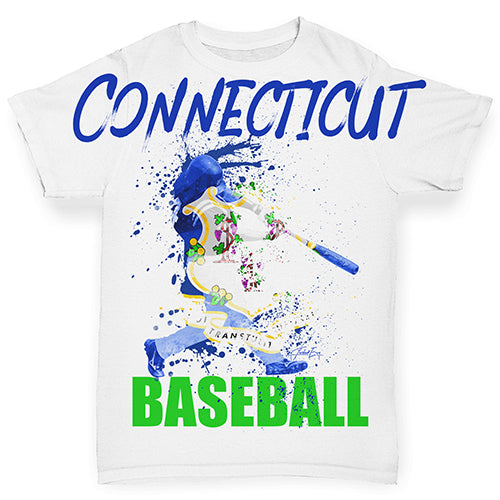Connecticut Baseball Splatter Baby Toddler ALL-OVER PRINT Baby T-shirt