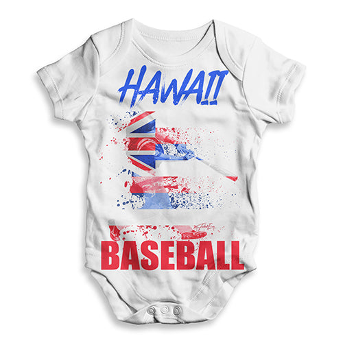 Funny Infant Baby Bodysuit Hawaii Baseball Splatter Baby Unisex ALL-OVER PRINT Baby Grow Bodysuit 0 - 3 Months White