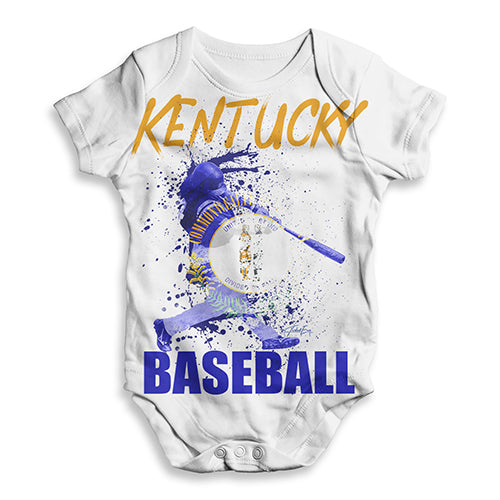 Funny Infant Baby Bodysuit Onesie Kentucky Baseball Splatter Baby Unisex ALL-OVER PRINT Baby Grow Bodysuit 12 - 18 Months White