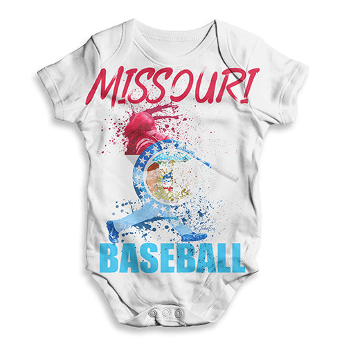 Baby Girl Clothes Missouri Baseball Splatter Baby Unisex ALL-OVER PRINT Baby Grow Bodysuit 18 - 24 Months White