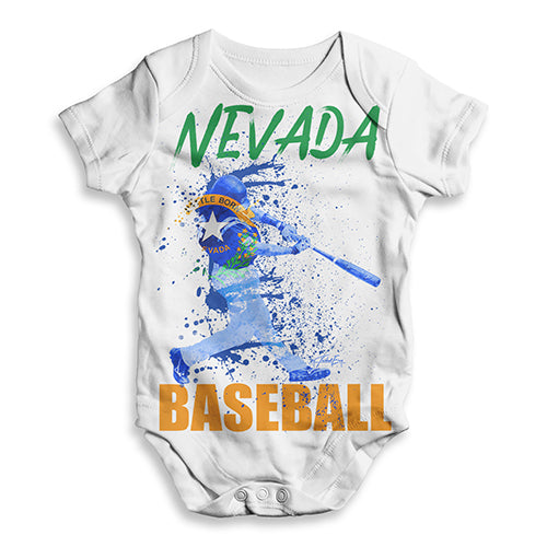 Funny Baby Onesies Nevada Baseball Splatter Baby Unisex ALL-OVER PRINT Baby Grow Bodysuit 18 - 24 Months White