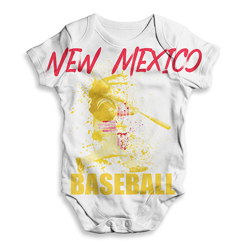 Baby Onesies New Mexico Baseball Splatter Baby Unisex ALL-OVER PRINT Baby Grow Bodysuit New Born White