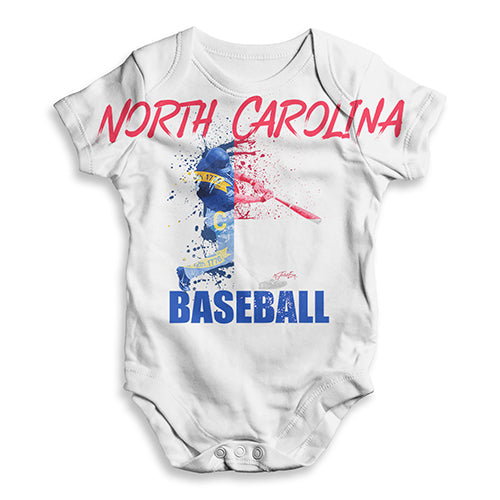 Baby Onesies North Carolina Baseball Splatter Baby Unisex ALL-OVER PRINT Baby Grow Bodysuit New Born White