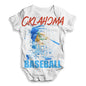 Funny Infant Baby Bodysuit Oklahoma Baseball Splatter Baby Unisex ALL-OVER PRINT Baby Grow Bodysuit 12 - 18 Months White