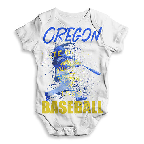 Baby Girl Clothes Oregon Baseball Splatter Baby Unisex ALL-OVER PRINT Baby Grow Bodysuit 3 - 6 Months White