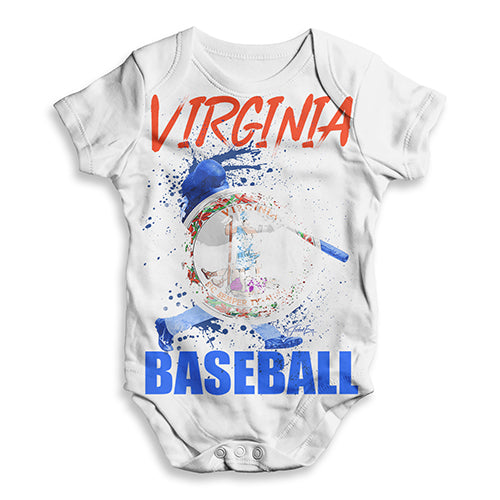 Baby Onesies Virginia Baseball Splatter Baby Unisex ALL-OVER PRINT Baby Grow Bodysuit 18 - 24 Months White