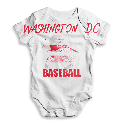 Baby Girl Clothes Washington DC Baseball Splatter Baby Unisex ALL-OVER PRINT Baby Grow Bodysuit 18 - 24 Months White