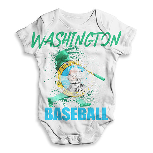 Funny Baby Bodysuits Washington Baseball Splatter Baby Unisex ALL-OVER PRINT Baby Grow Bodysuit New Born White