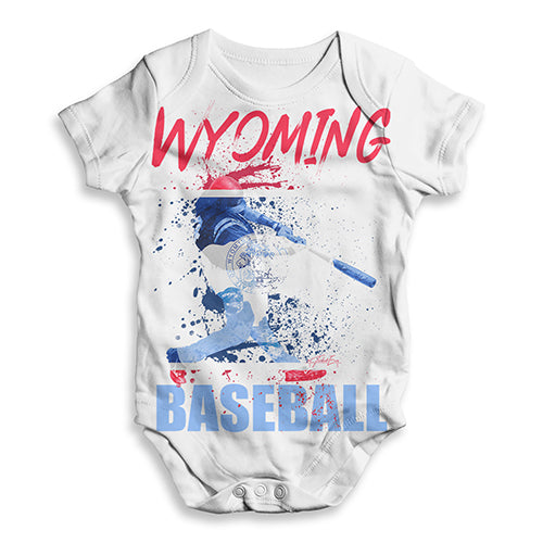 ALL-OVER PRINT Bodysuit Onesie Wyoming Baseball Splatter Baby Unisex ALL-OVER PRINT Baby Grow Bodysuit New Born White