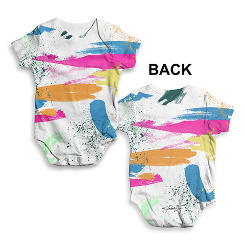 Baby Boy Clothes Paint Stripes Pattern Baby Unisex ALL-OVER PRINT Baby Grow Bodysuit 12 - 18 Months White