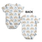 Baby Onesies Vintage Bikes Pattern Baby Unisex ALL-OVER PRINT Baby Grow Bodysuit 0 - 3 Months White