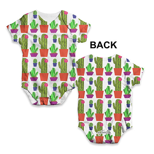 ALL-OVER PRINT Bodysuit Onesie Cute Cacti Repeat Pattern Baby Unisex ALL-OVER PRINT Baby Grow Bodysuit 6-12 Months White