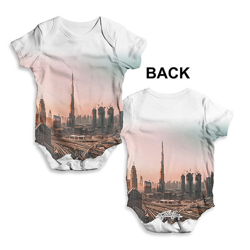 Funny Baby Bodysuits Dubai Skyline Sunset Baby Unisex ALL-OVER PRINT Baby Grow Bodysuit 12-18 Months White