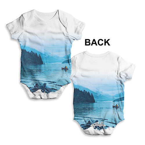 Funny Baby Clothes Mountains Forest Lake Baby Unisex ALL-OVER PRINT Baby Grow Bodysuit 3-6 Months White