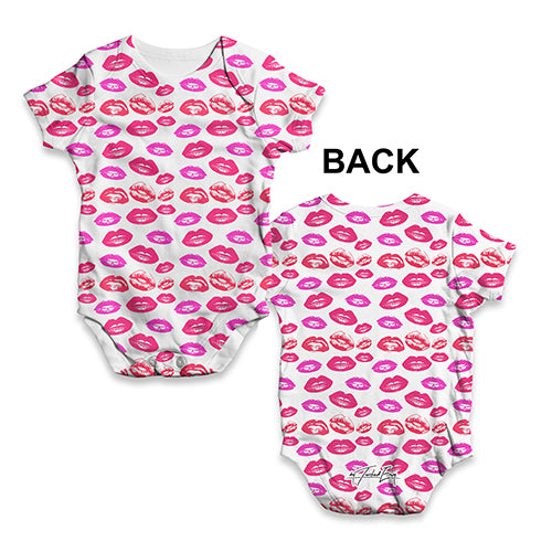 Funny Baby Bodysuits Kiss Kiss Kiss Repeat Pattern Baby Unisex ALL-OVER PRINT Baby Grow Bodysuit 6-12 Months White