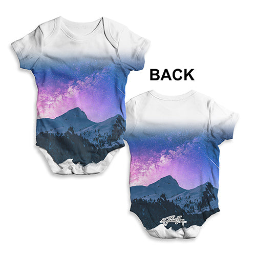 Baby Onesies Mountains Galaxy Cosmos Baby Unisex ALL-OVER PRINT Baby Grow Bodysuit 6-12 Months White