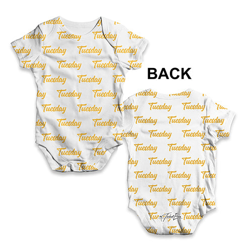 Funny Baby Clothes Tuesday Repeat Pattern Baby Unisex ALL-OVER PRINT Baby Grow Bodysuit 0-3 Months White