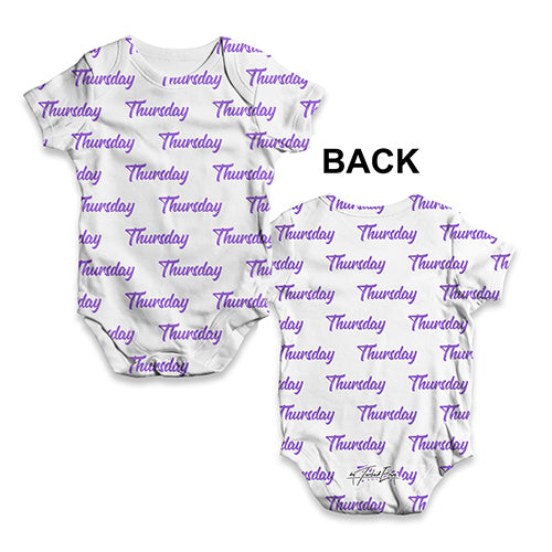 Funny Infant Baby Bodysuit Thursday Repeat Pattern Baby Unisex ALL-OVER PRINT Baby Grow Bodysuit Newborn White