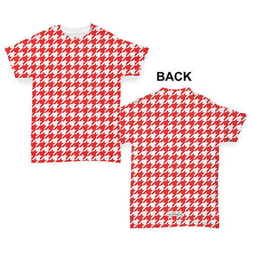 Red Houndstooth Repeat Pattern Baby Toddler ALL-OVER PRINT Baby T-shirt