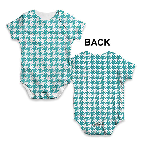 ALL-OVER PRINT Baby Bodysuit Teal Houndstooth Repeat Pattern Baby Unisex ALL-OVER PRINT Baby Grow Bodysuit Newborn White