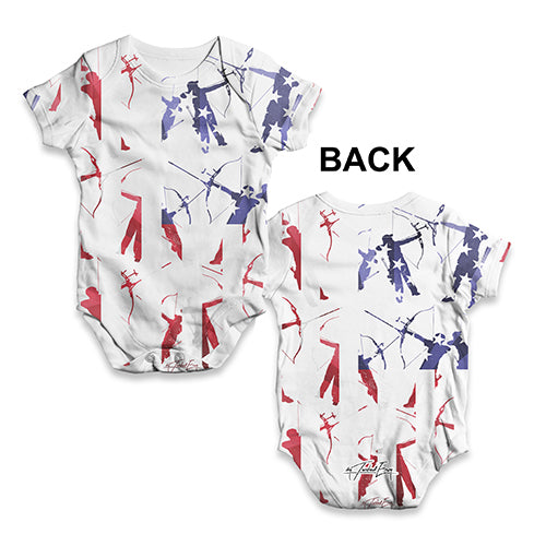 ALL-OVER PRINT Baby Bodysuit USA Archery Silhouette Baby Unisex ALL-OVER PRINT Baby Grow Bodysuit Newborn White