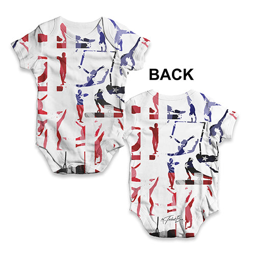 Baby Boy Clothes USA Artistic Gymnastics Silhouette Baby Unisex ALL-OVER PRINT Baby Grow Bodysuit 6-12 Months White