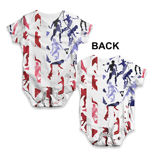 Baby Girl Clothes USA Badminton Silhouette Baby Unisex ALL-OVER PRINT Baby Grow Bodysuit 0-3 Months White