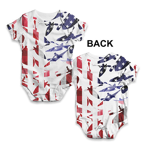 ALL-OVER PRINT Bodysuit Onesie USA Canoeing Silhouette Baby Unisex ALL-OVER PRINT Baby Grow Bodysuit 18-24 Months White