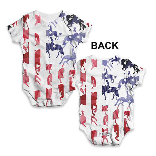 ALL-OVER PRINT Baby Bodysuit USA Dressage Silhouette Baby Unisex ALL-OVER PRINT Baby Grow Bodysuit 0-3 Months White