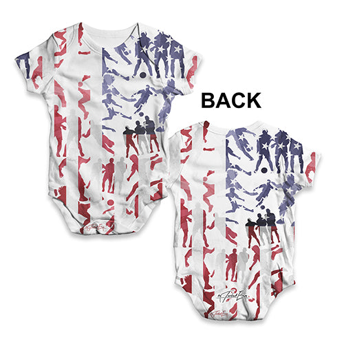 Funny Infant Baby Bodysuit USA Football Silhouette Baby Unisex ALL-OVER PRINT Baby Grow Bodysuit 3-6 Months White