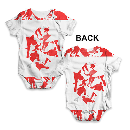Funny Infant Baby Bodysuit Onesie Canada Ice Hockey Silhouette Baby Unisex ALL-OVER PRINT Baby Grow Bodysuit Newborn White