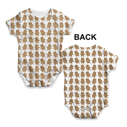 Funny Infant Baby Bodysuit Gingerbread Men Pattern Baby Unisex ALL-OVER PRINT Baby Grow Bodysuit 12-18 Months White