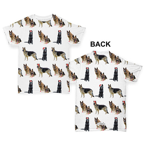 German Shepherds Santa Hats Pattern Baby Toddler ALL-OVER PRINT Baby T-shirt