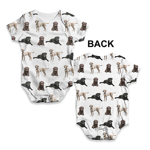 Funny Baby Onesies Labradors Pattern Baby Unisex ALL-OVER PRINT Baby Grow Bodysuit 12-18 Months White