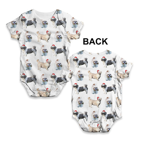 Shih Tzus Santa Hats Pattern Baby Unisex ALL-OVER PRINT Baby Grow Bodysuit