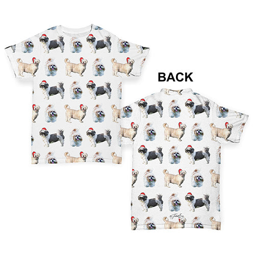Shih Tzus Santa Hats Pattern Baby Toddler ALL-OVER PRINT Baby T-shirt