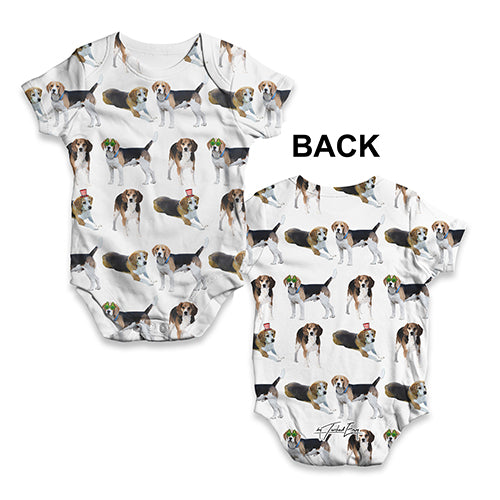 Beagles Santa Hats Pattern Baby Unisex ALL-OVER PRINT Baby Grow Bodysuit