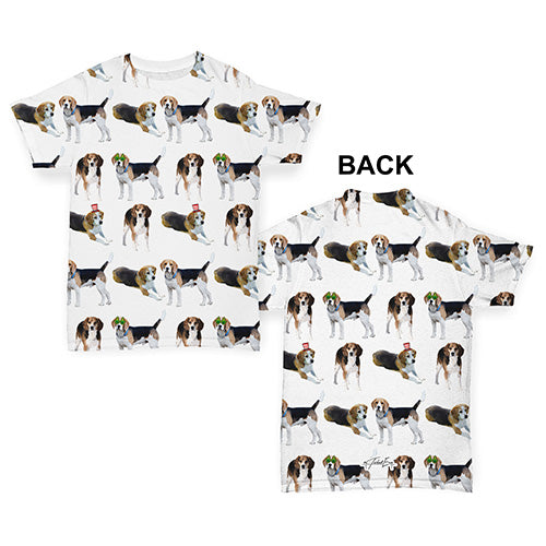 Beagles Santa Hats Pattern Baby Toddler ALL-OVER PRINT Baby T-shirt