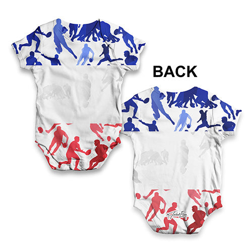 France Rugby Collage Baby Unisex ALL-OVER PRINT Baby Grow Bodysuit